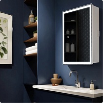 Зеркальный шкаф AQUAme 60X80 см белый, с подсветкой, антипар AQM9201