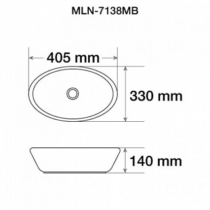 Раковина Melana MLN-7138MB 40.5 см, черный матовый
