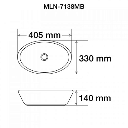 Раковина Melana MLN-7138MB 40.5 см, черный матовый