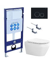 Подвесной унитаз SET Aquatek Лея Т-020 4в1, кнопка черный матовый