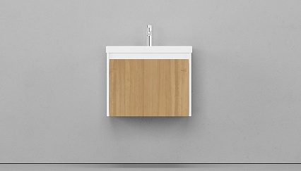 Мебель для ванной Velvex Klaufs 60 см подвесная, 1 ящик, белый глянец/дерево шатанэ