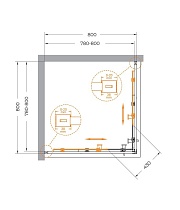 Душевой уголок Cezares Relax 80x80 прозрачный, оружейная сталь RELAX-304-A-2-80-C-GM