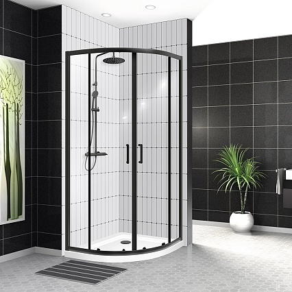 Душевой уголок BelBagno UNO-195-R-2-100-C-NERO 100x100 прозрачный, черный