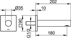 Излив для ванны Keuco IXMO 59545370102 202 мм, черный матовый