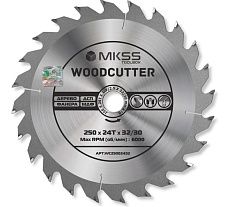 Диск пильный по дереву MKSS Toolbox Woodcutter WC2500 250x24Тх32/30 мм WC25002432
