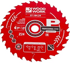 Диск пильный Профессионал 185x1.8/1.2x20 мм, Z=24, A=18° WOODWORK 27.184.24
