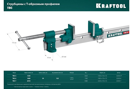 Струбцина с Т-образным профилем Kraftool TBC/7 2000/55 мм 32303-7