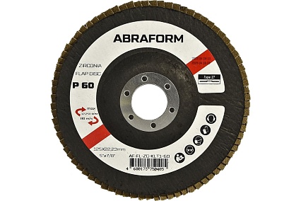 Круг лепестковый FlapLine ZC, 125 мм, прямой, Р60 ABRAFORM AF-FL-ZC-KLT1-60