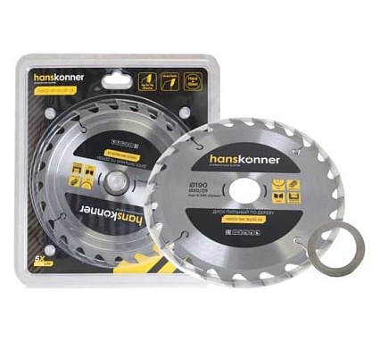 Диск пильный 190х30/20 мм, 24Z Hanskonner H9022-190-30/20-24