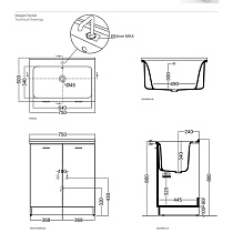 Раковина Kerasan Aquadom 75х50 см, 1 отв. для постирочной 029301*1