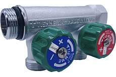 Коллектор Tiemme 2 отвода, регулируемый 3/4&quot;х3/4(18) евроконус Maxima Corner (никель) 1850007 / 1871K