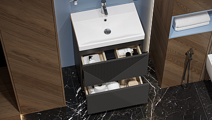 Тумба с раковиной Velvex Edge 60 см напольная