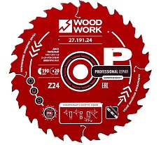 Диск пильный Профессионал 190x1.8/1.2x20 мм, Z=24, A=18° WOODWORK 27.191.24
