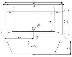 Акриловая ванна Riho Rethink Cubic B110013005 200x90 с функцией Riho Fall