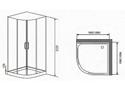 Душевая кабина Timo ILMA909B 90x90 черный глянец