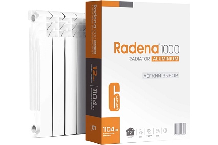 Алюминиевый радиатор Radena R 1000 500/100 8 секций 009010805