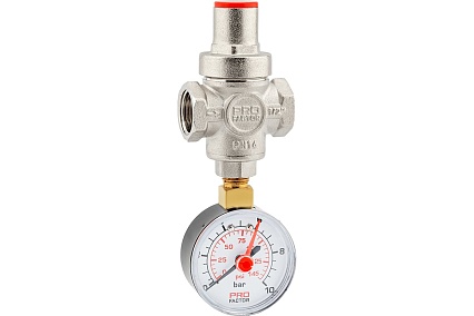 Редуктор давления PROFACTOR поршневой, c манометром 1/2" PF PRV 251.15G