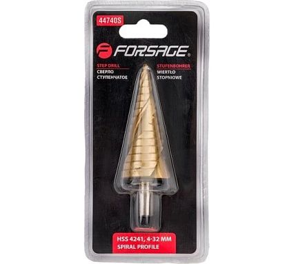 Сверло ступенчатое спиральное в блистере (4-32 мм; HSS 4241) Forsage F-44740S(29856)