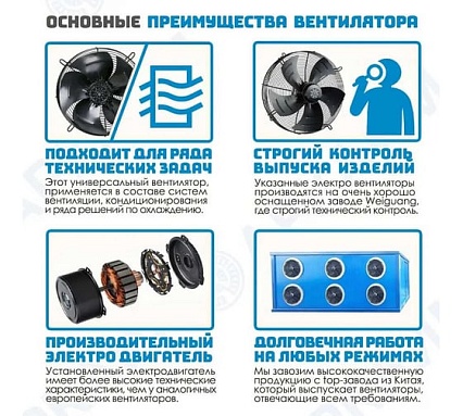 Осевой вентилятор АРКАИМ 315 мм, 220 Вольт. Поток: Нагнетание. YWF4E-315В-92/35-G