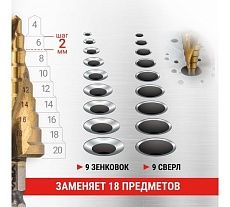 Сверло ступенчатое спиральное 4-20 мм VIRA 551421