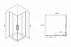 Душевой уголок Abber Schwarzer Diamant AG02080BH 80x80 профиль черный