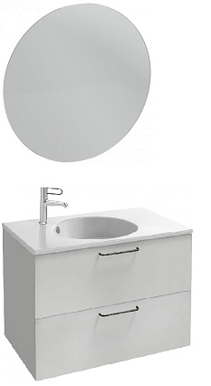 Мебель для ванной Jacob Delafon Odeon Rive Gauche 80 см, белый блестящий, ручки черные