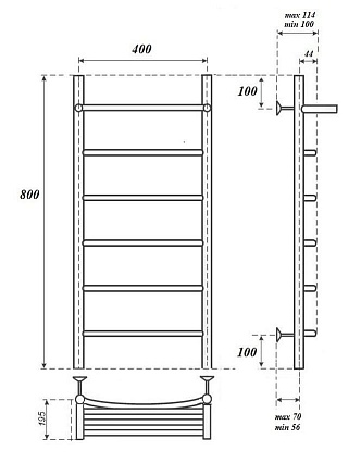 Полотенцесушитель электрический Point PN04148PE П5 40x80 с полкой, хром