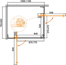 Душевой уголок Cezares Slider SLIDER-AH-2-70/80-100/110-BR-GM 70/80x100/110 бронзовое, оружейная сталь
