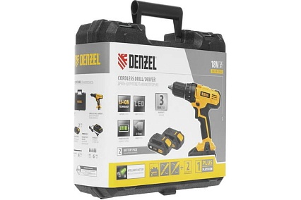 Аккумуляторная дрель-шуруповерт Denzel CDL-IB-18-02 26113, Li-Ion