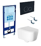 Подвесной унитаз SET Aquatek Лугано-020 4в1, кнопка черный матовый