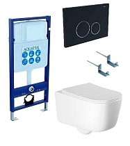 Подвесной унитаз SET Aquatek Лугано-020 4в1, кнопка черный матовый