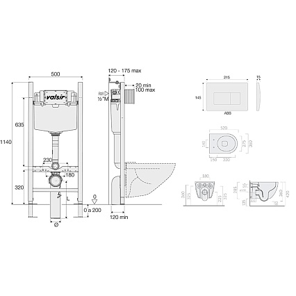 Подвесной унитаз с инсталляцией Valsir Winner S KIT VSCR 7334 Slim P1, 4в1, кнопка хром