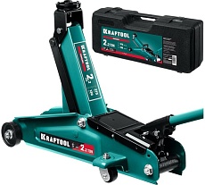 Подкатной домкрат с увеличенным подъемом Kraftool rigid 2.25т 130-385 мм, в кейсе 43452-2-K