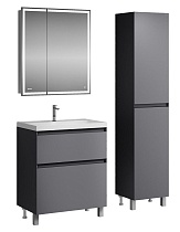 Мебель для ванной Grossman Меркадо 70 см напольная, графит матовый