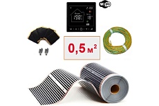 Плёночный электрический тёплый пол ТеплоСофт 0,5 м.кв. с умным черным wi-fi терморегулятором плёнка 0,5м.кв./М2/черный