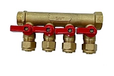 Коллектор для м/п труб 3/4x3/4x16x4 вых с кранами PROFLINE УТ-00036226
