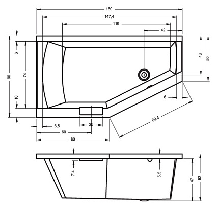 Акриловая ванна Riho Geta 160x90 L B030001005