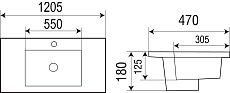 Раковина WeltWasser Deilbach 7506-120 120 см, 10000003905 белый