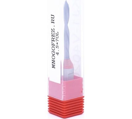 Сверло присадочное сквозное усиленное KJ1-V40204L (4.5х70 мм; хв-к 10 мм; левое вращение) МНОГОФРЕЗ 6569