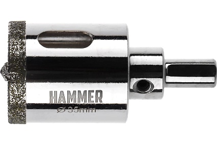 Коронка алмазная трубчатая по керамограниту Flex 226-010 DHS (35х65 мм; высота сегмента 5 мм; A3; 60Р) Hammer 58973