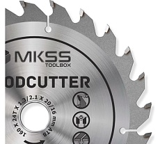 Диск пильный по дереву MKSS Toolbox Woodcutter WC1600 160x24Тх20/16 мм WC16002420