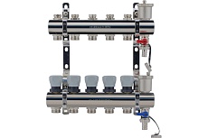 Коллекторная группа PROFACTOR латунь, с регулирующими клапанами, в сборе, 1х5 выходов 3/4 ЕК PF MB 804.5