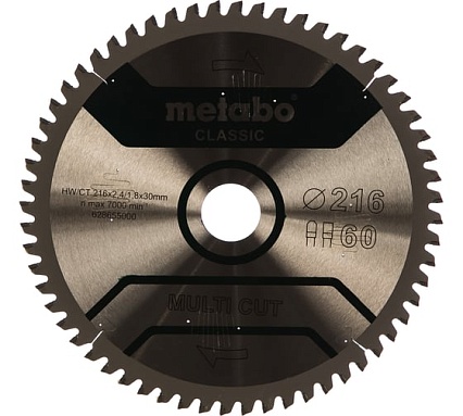 Диск пильный Multi Cut Classic (216x30 мм; 60Z; FZ/TZ 5neg; блистер) Metabo 628655000