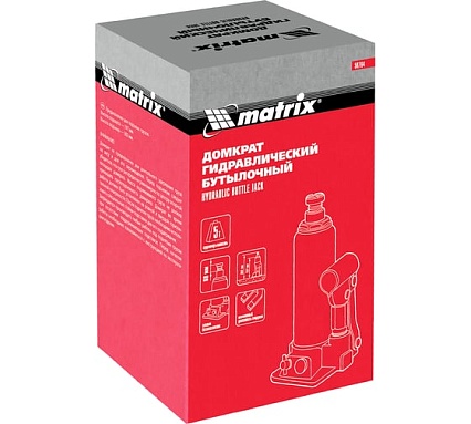 Гидравлический бутылочный домкрат, 5 т, h подъема 197–382 мм Matrix 50764