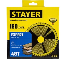 Диск пильный по дереву Точный рез (190x20/16 мм; 48T) Stayer 3682-190-20-48_z01