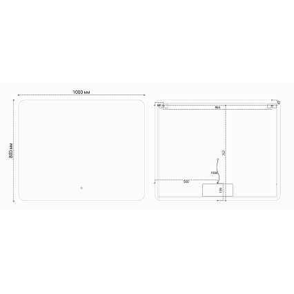 Зеркало Vincea VLM-3BE100-2 100x80 см, сенсорный выключатель и диммер, антипар