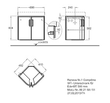 Тумба с раковиной Geberit Renova Compact 69 см угловая