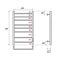 Полотенцесушитель электрический Point PN10858 П8 50x80 диммер справа, хром