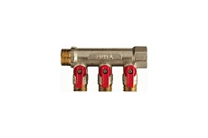 Латунный коллектор Terma 3/4&quot;в/н с 3-мя шаровыми кранами на 1/2&quot; (нар.резьбы) (14016) 41232