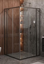 Душевой уголок Cezares MOLVENO-A-22-100+30-C-GM-IV 130x130 прозрачный, оружейная сталь